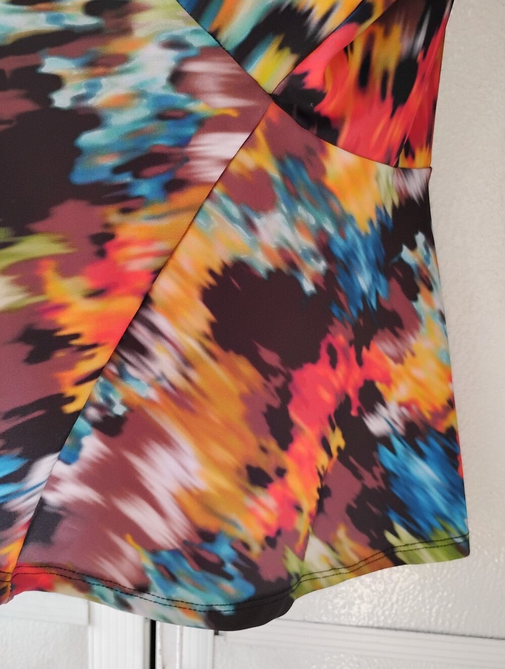 Colorful Abstract Open Front Drape Cardigan - Picture 13 of 14